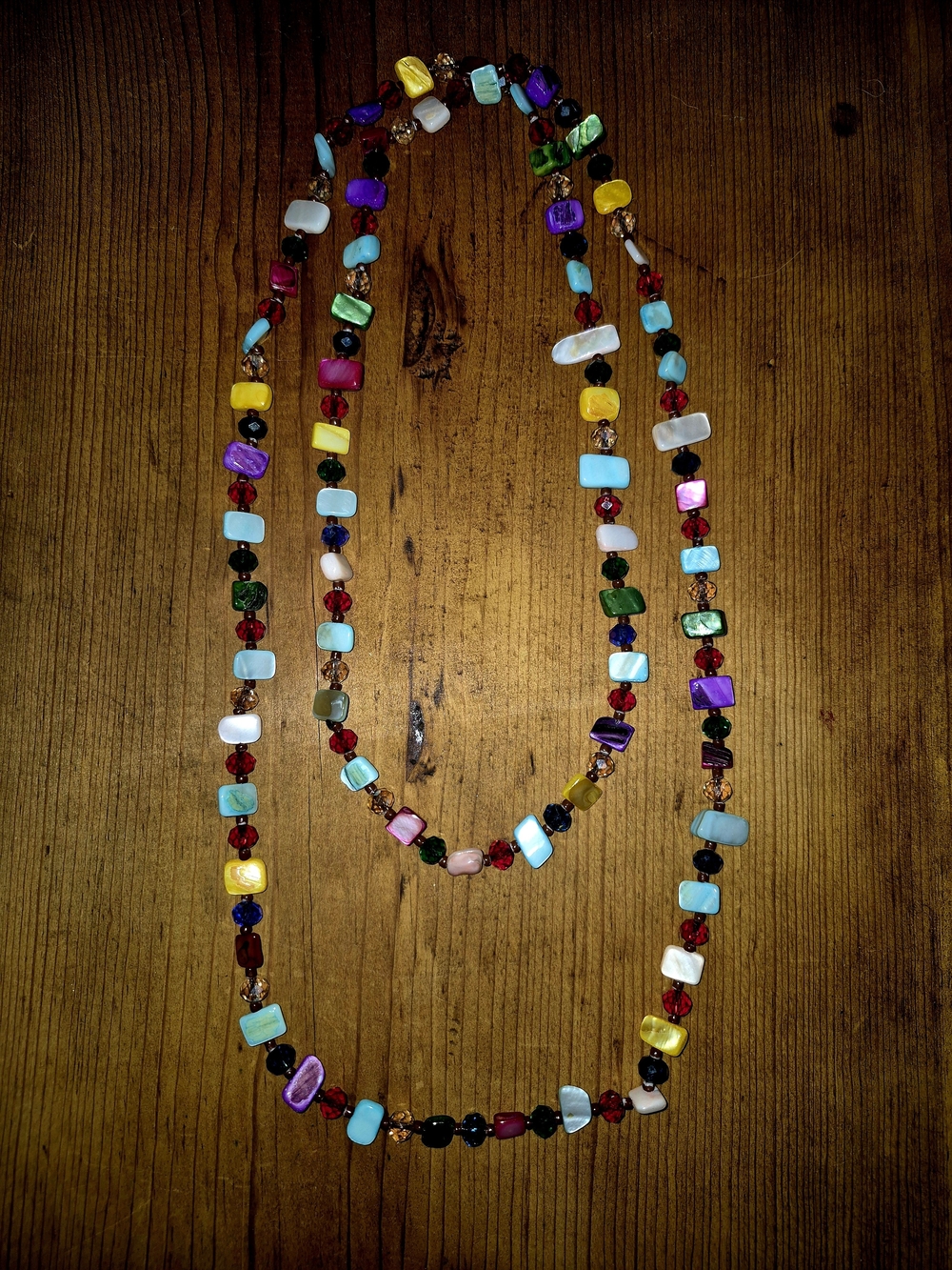 Multi-Strand Colorful Mother of Pearl Shell Bead Necklace